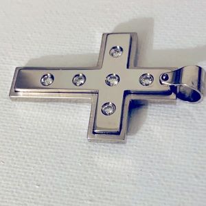 Stainless steel and crystal cross necklace